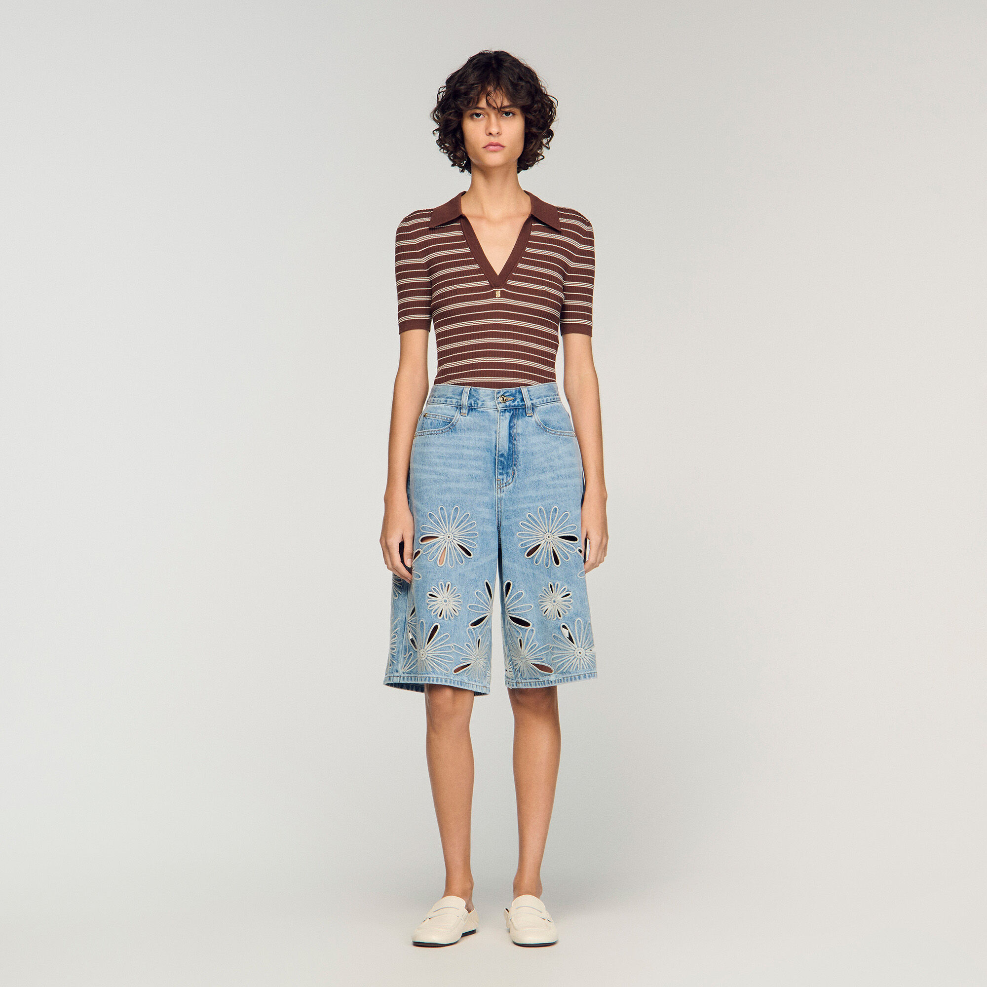 Embroidered Bermuda shorts