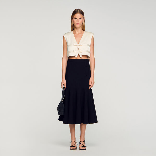 Long flared ruffled skirt