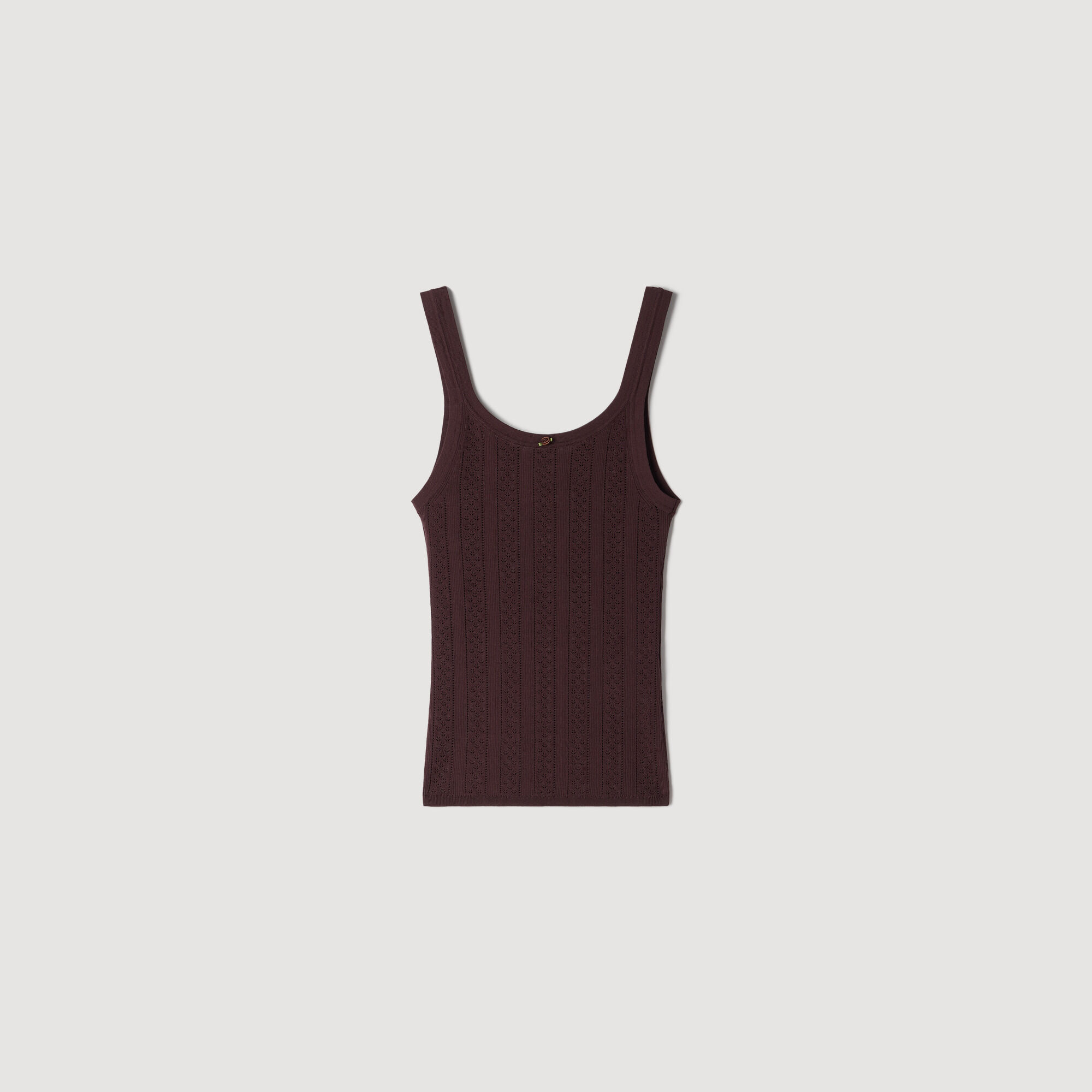 Pointelle knit vest top with bow