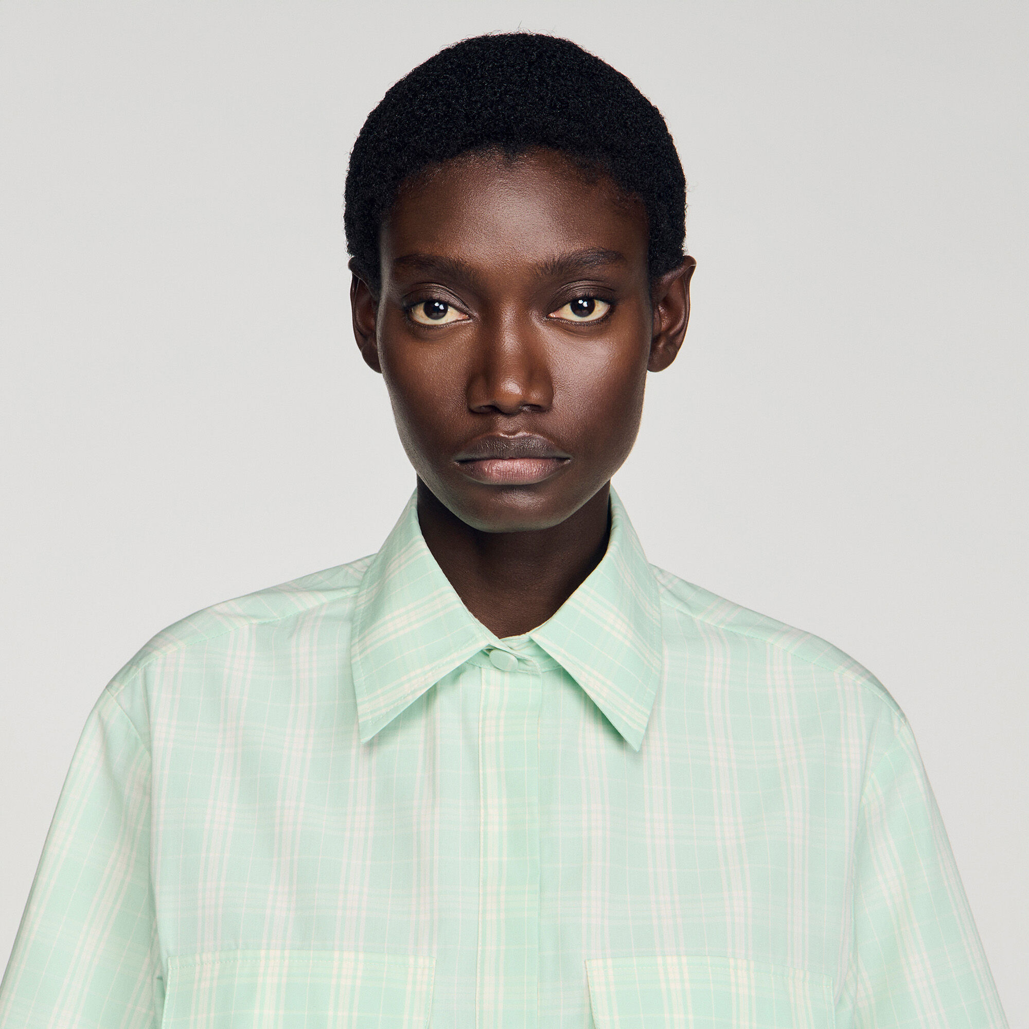 Short checked shirt
