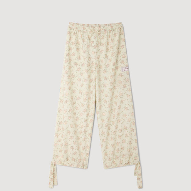 Floral wide-leg trousers