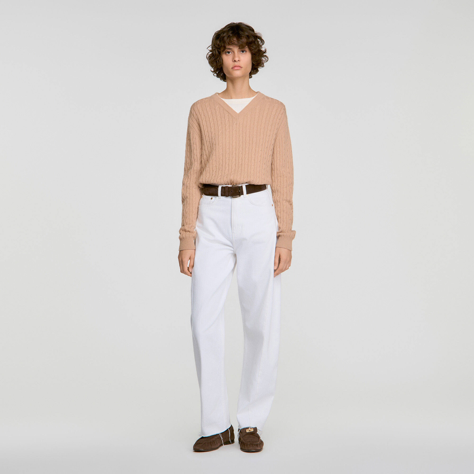 2-in-1 cable knit jumper - Women | Sandro Paris
