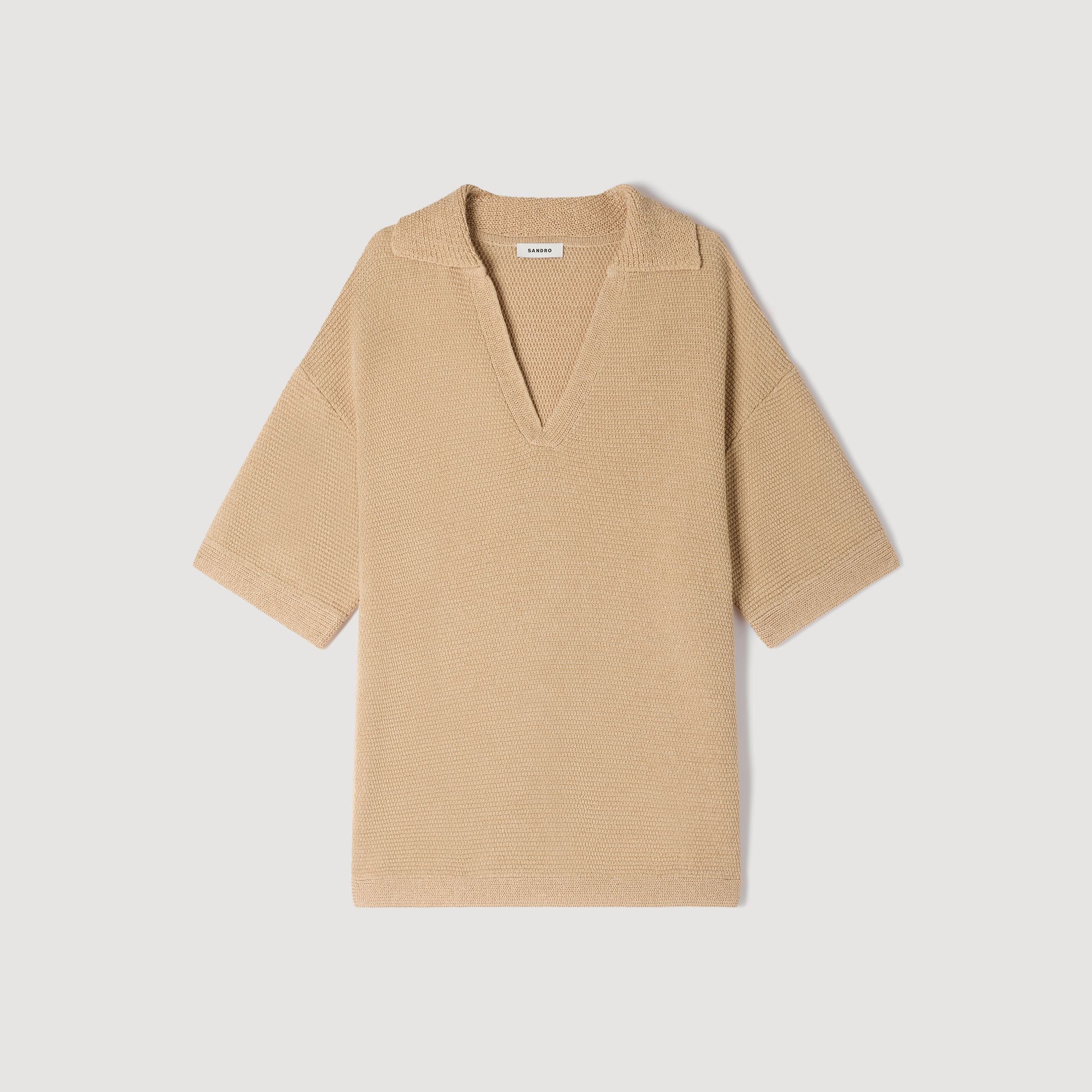 Jute-effect polo shirt
