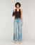 Faded straight zipped cotton jeans