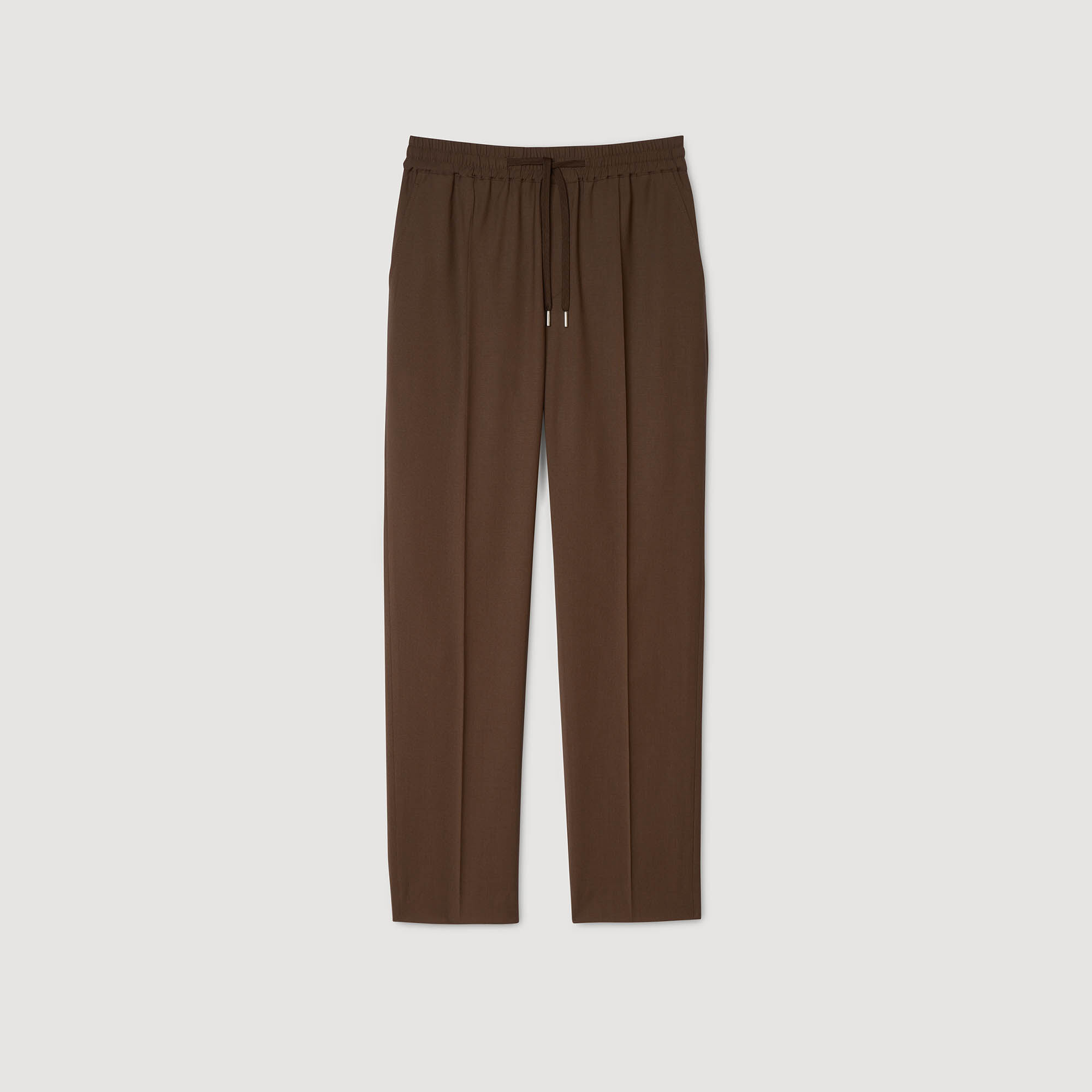 Elasticated straight-leg trousers