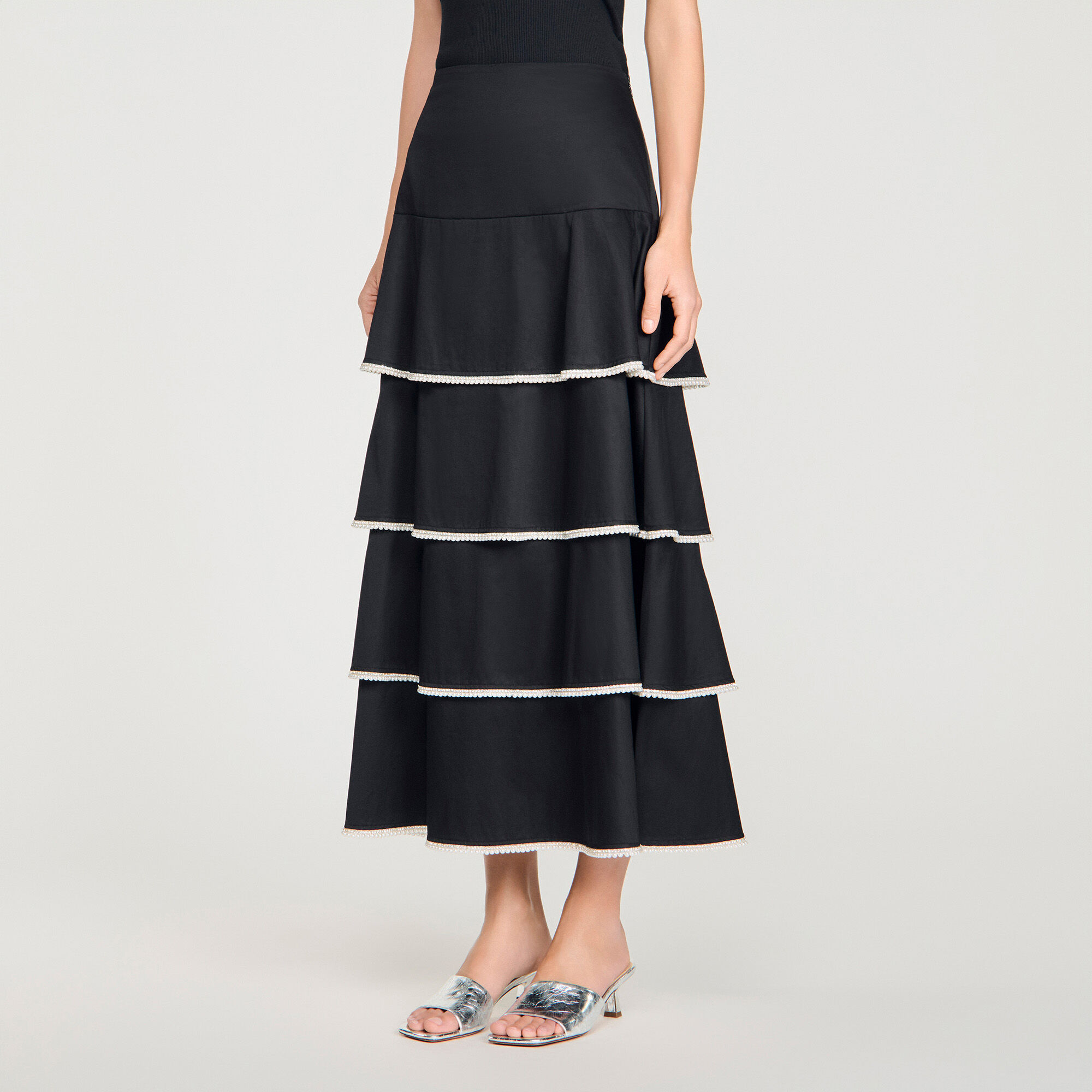 Long ruffled rhinestone skirt