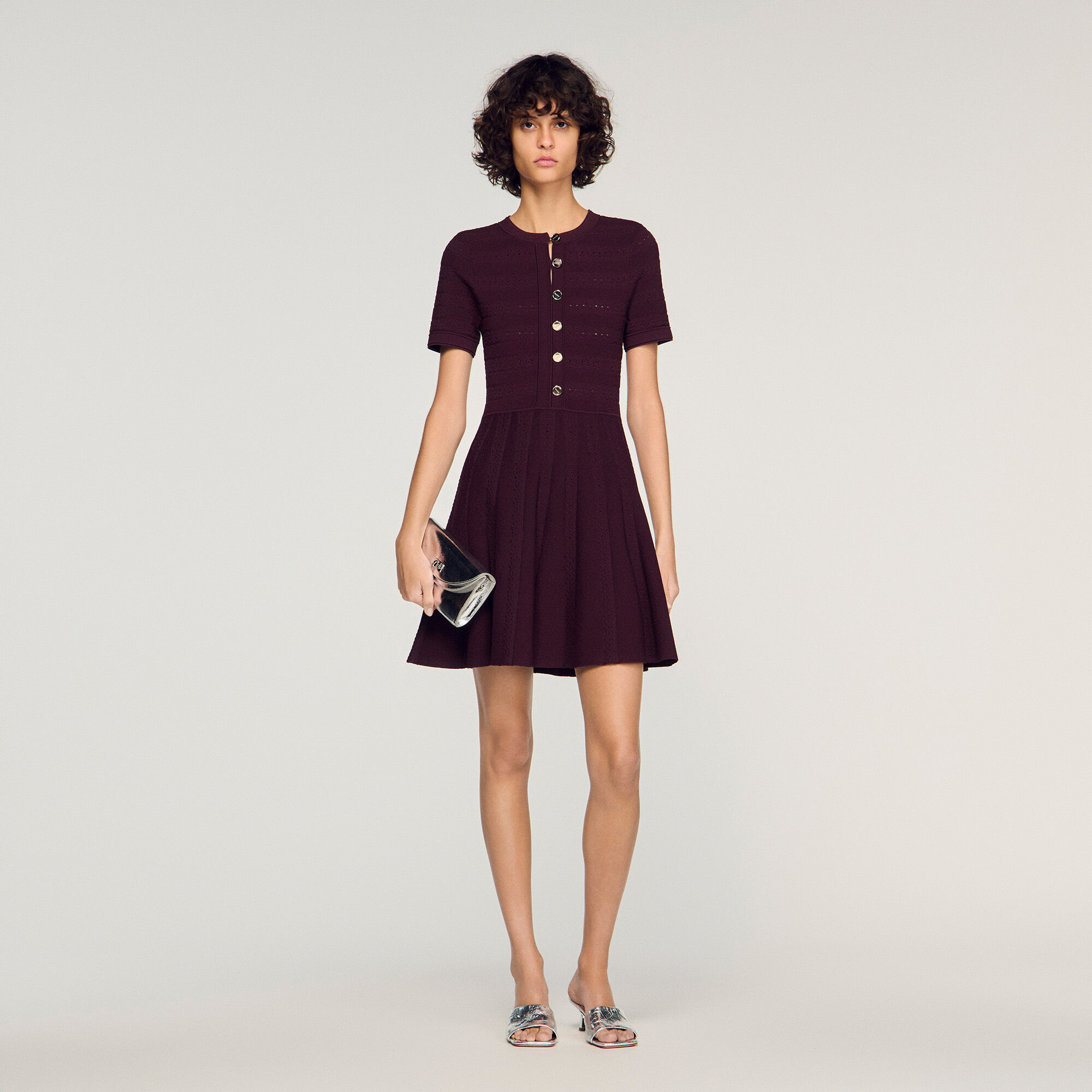 Floral print knit short dress