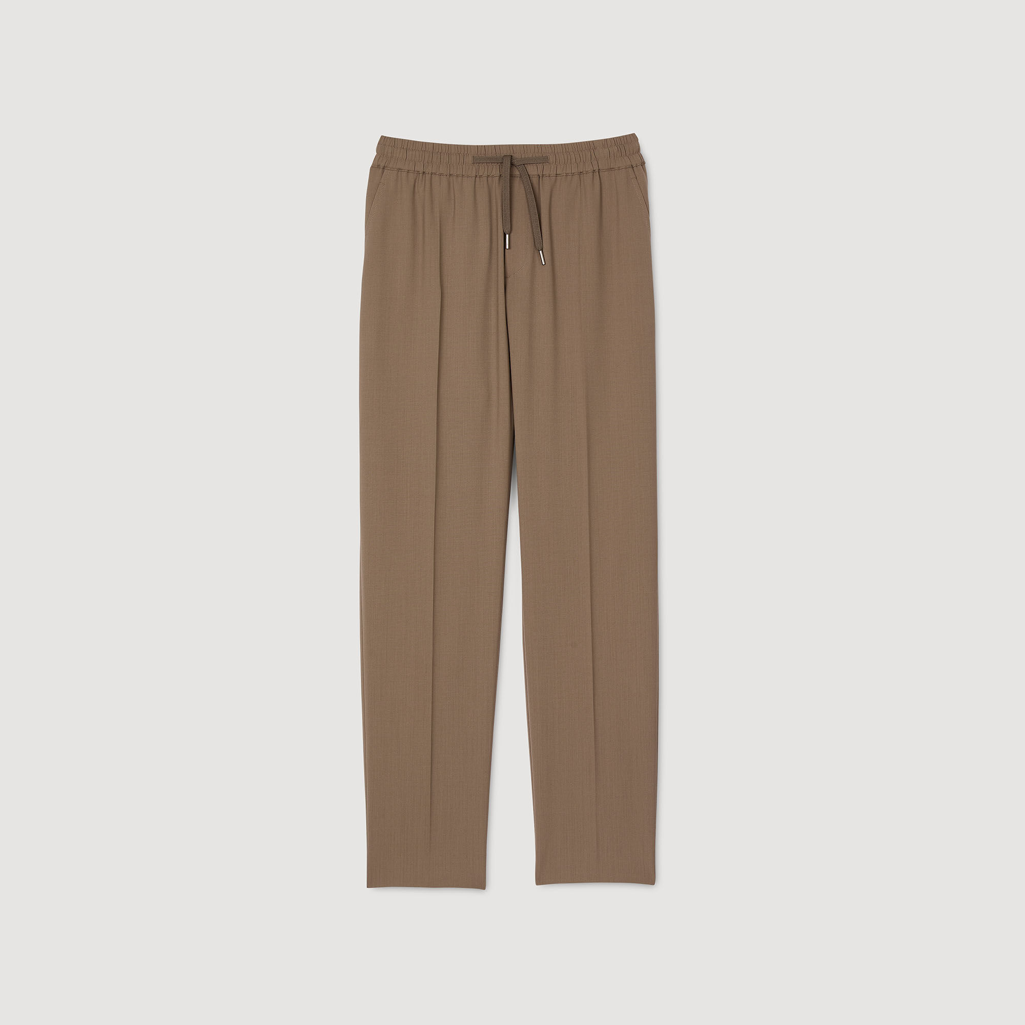 Elasticated straight-leg trousers