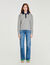 Jumper with denim collar