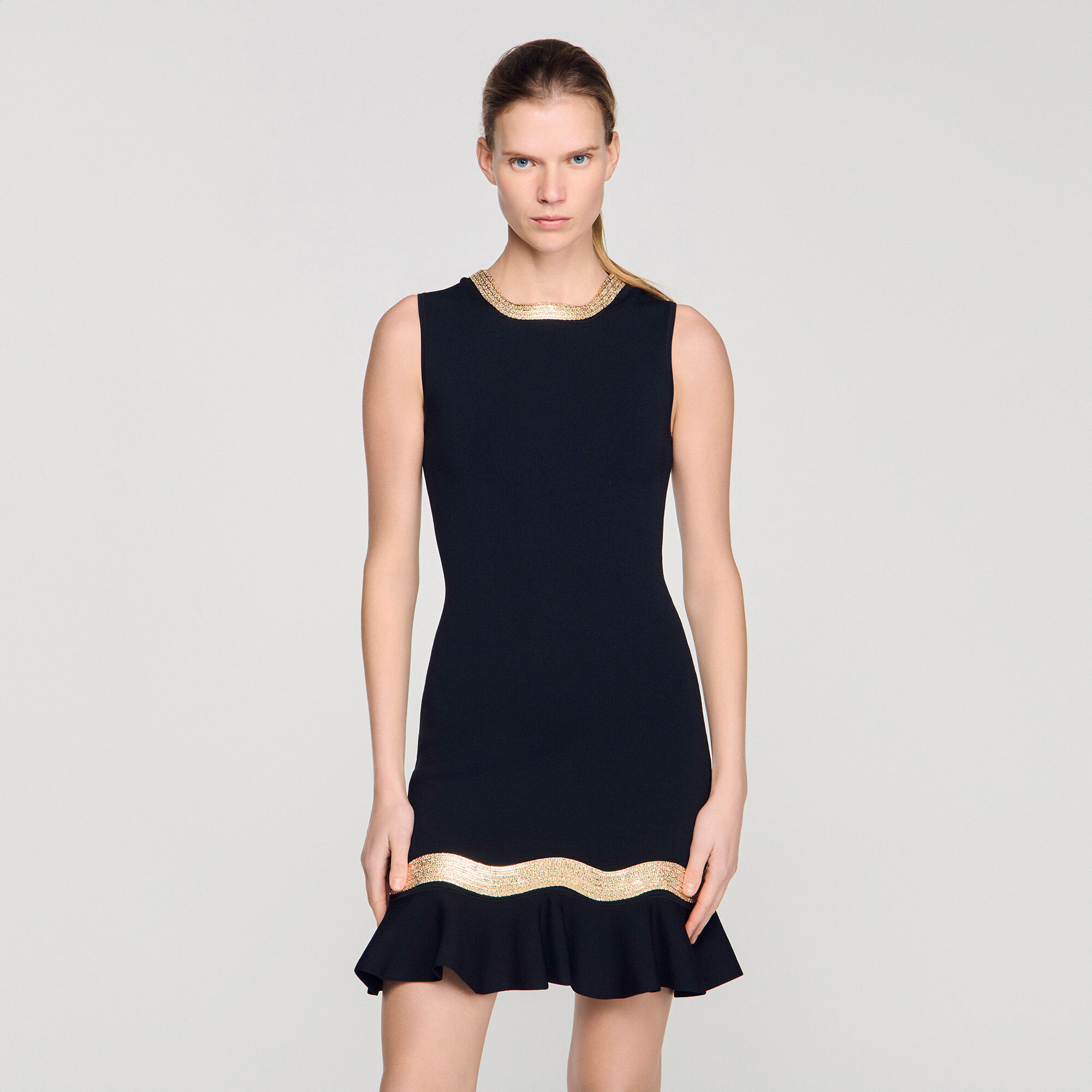 Metal chain knit short dress