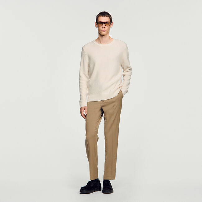 Crew-neck sweater in seed stitch - Men | Sandro Paris