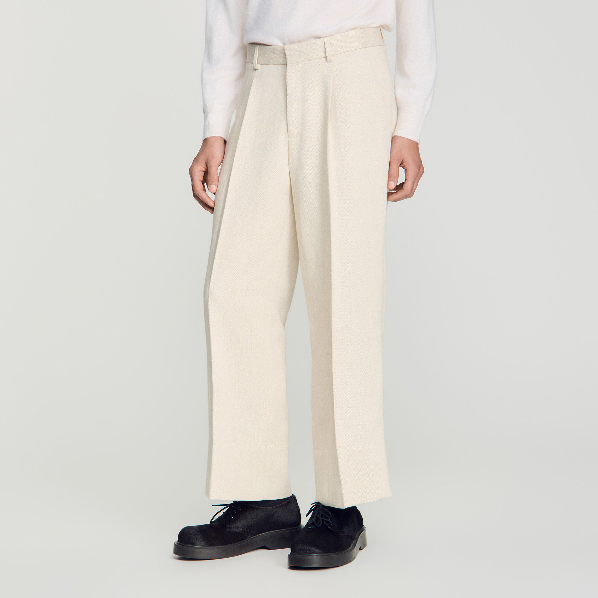 Wide-leg cotton linen trousers