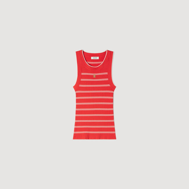Striped ribbed vest top