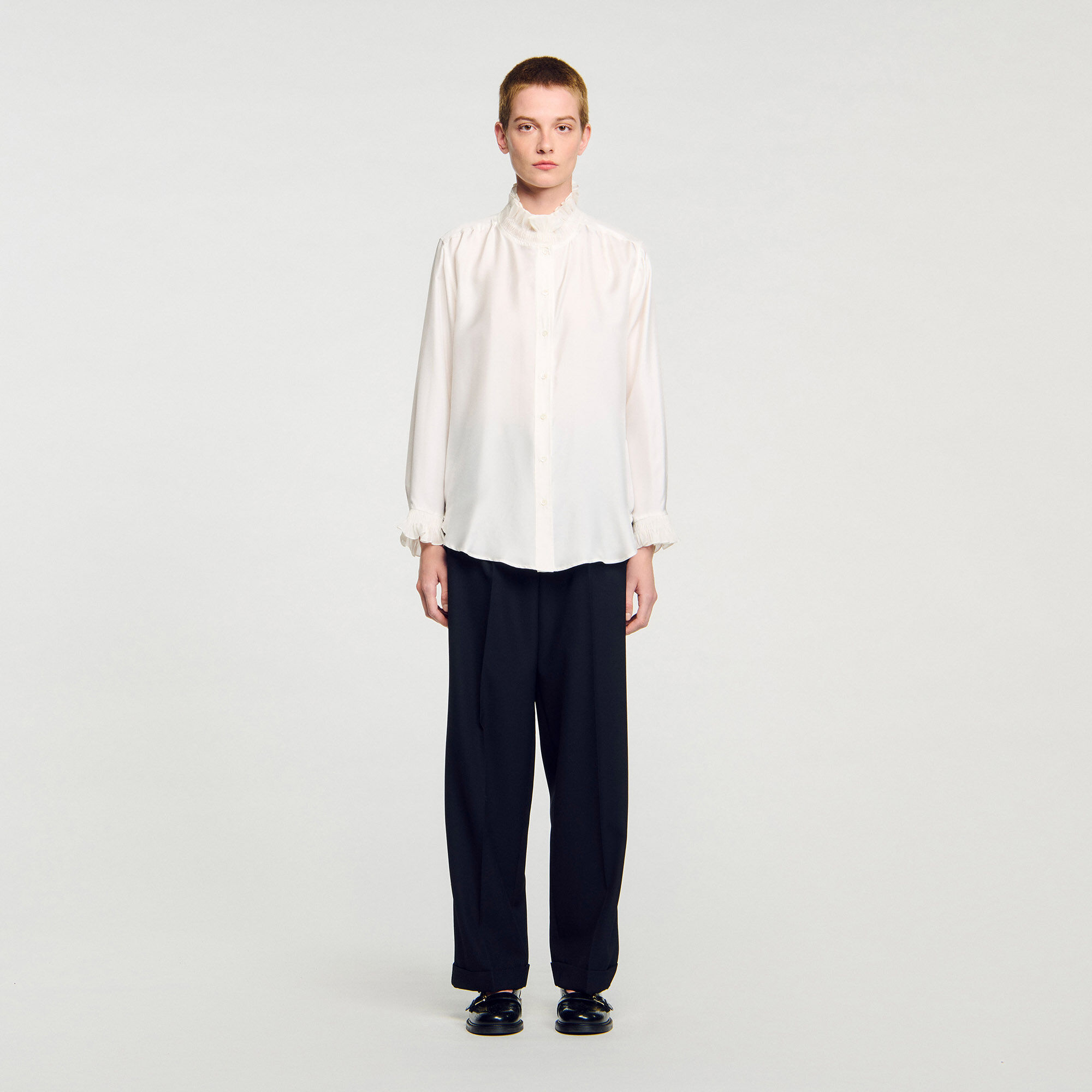 Silk shirt with gathered collar Silk shirt with gathered collar