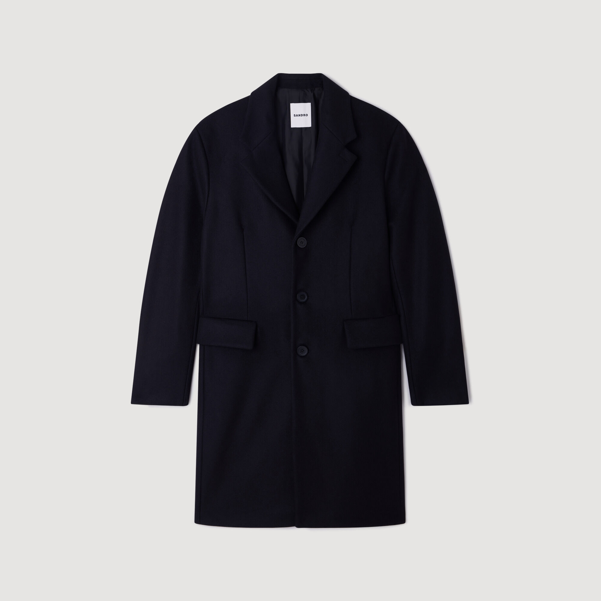 Wool and cashmere coat black / gray for Men | Sandro Paris