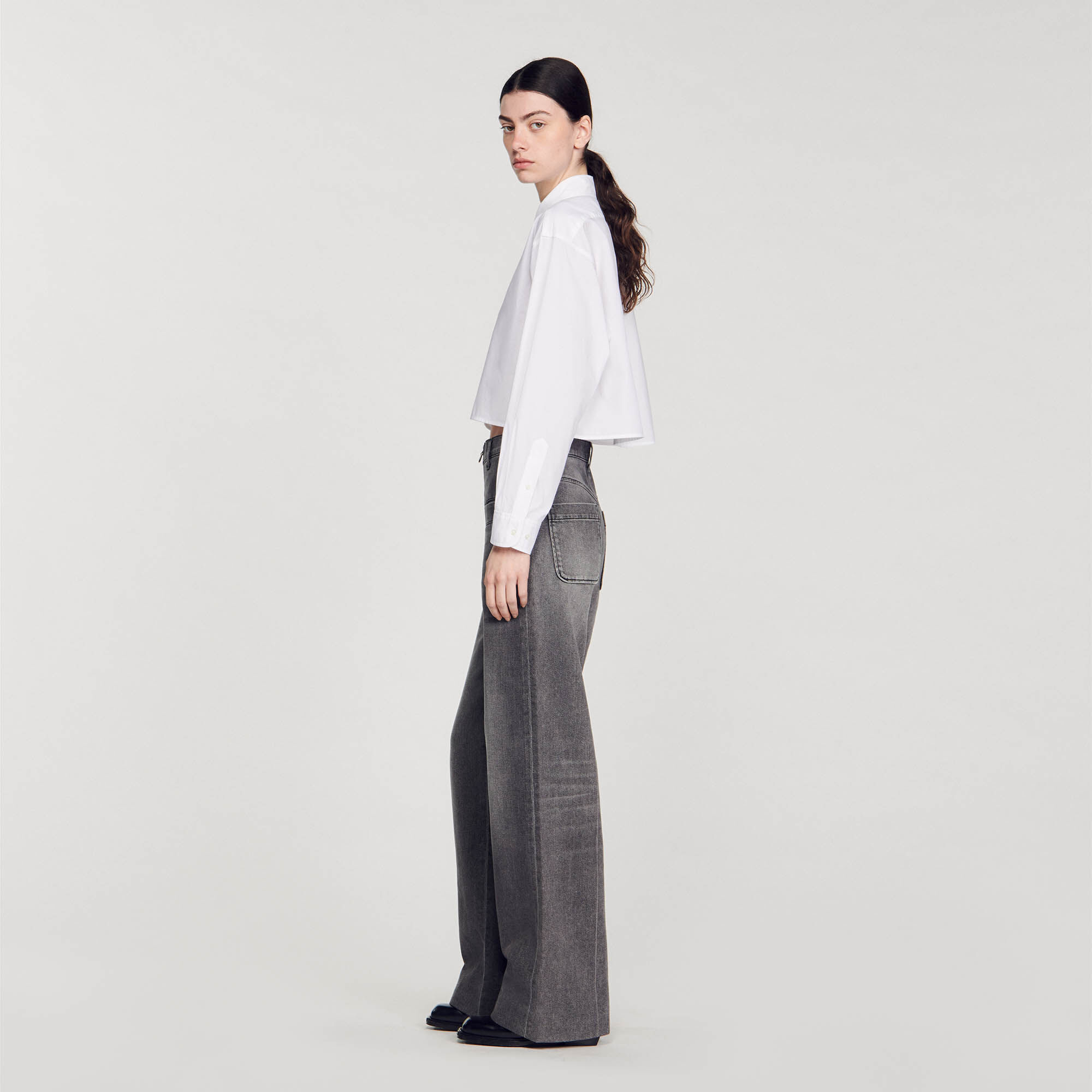 Cropped poplin shirt