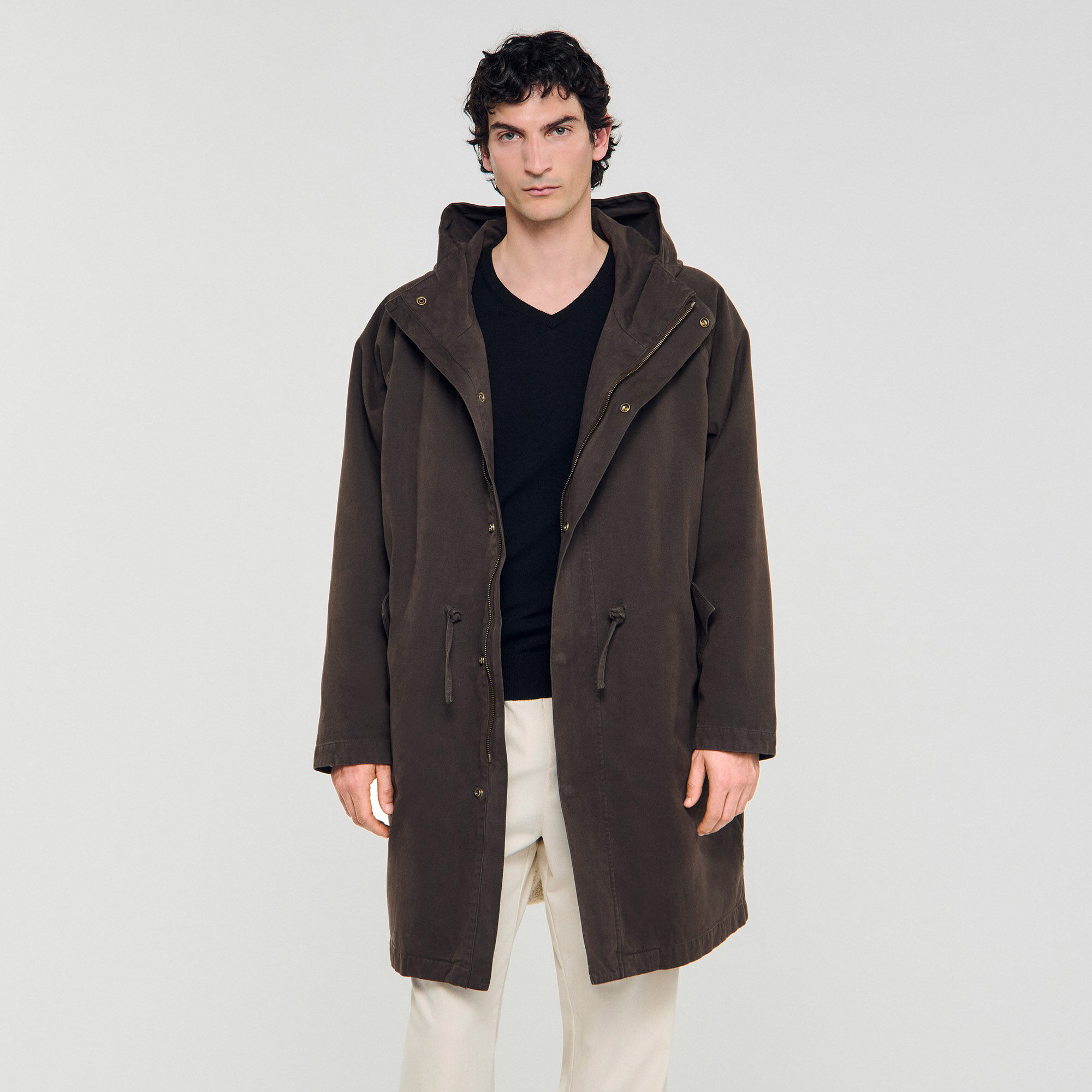 Oversized cotton and wool parka