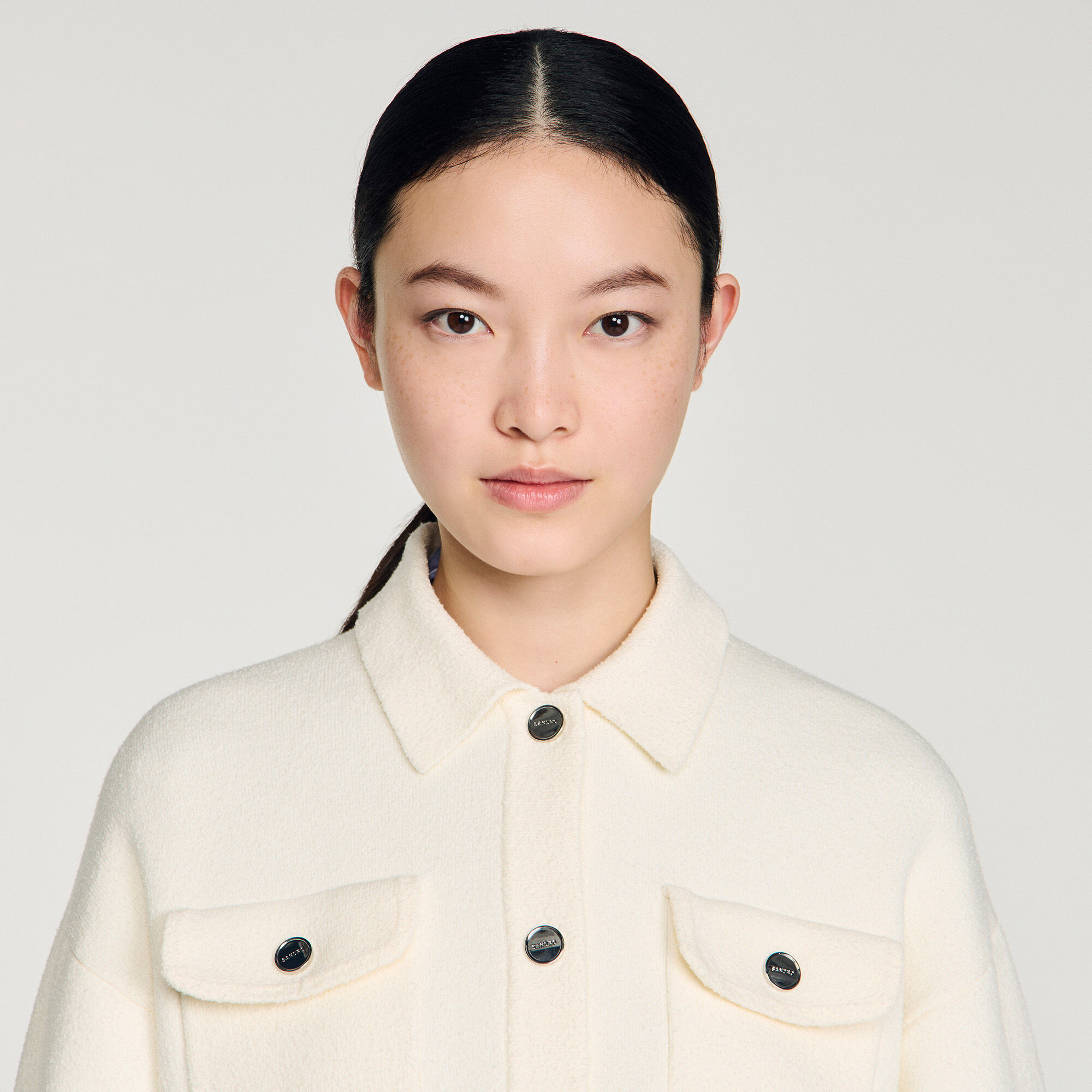 Cardigan with denim details