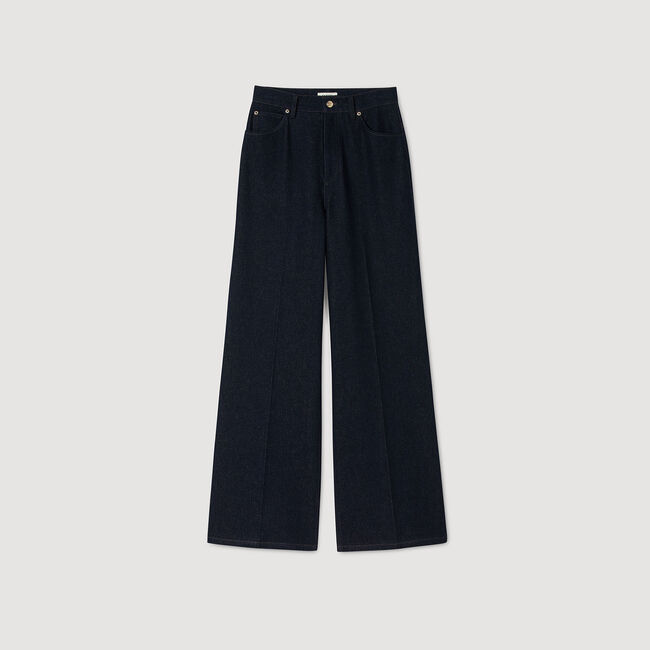 Wide-leg raw jeans