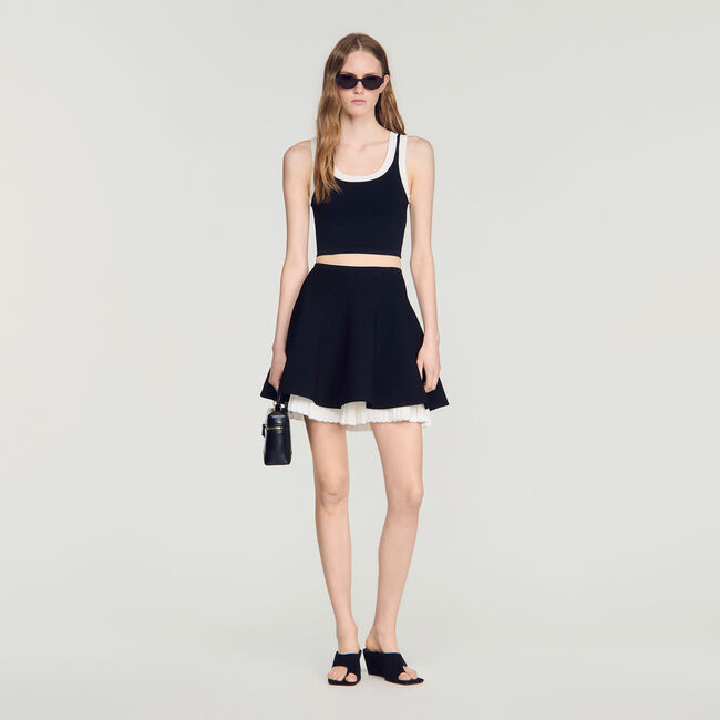 Two-tone knit skirt