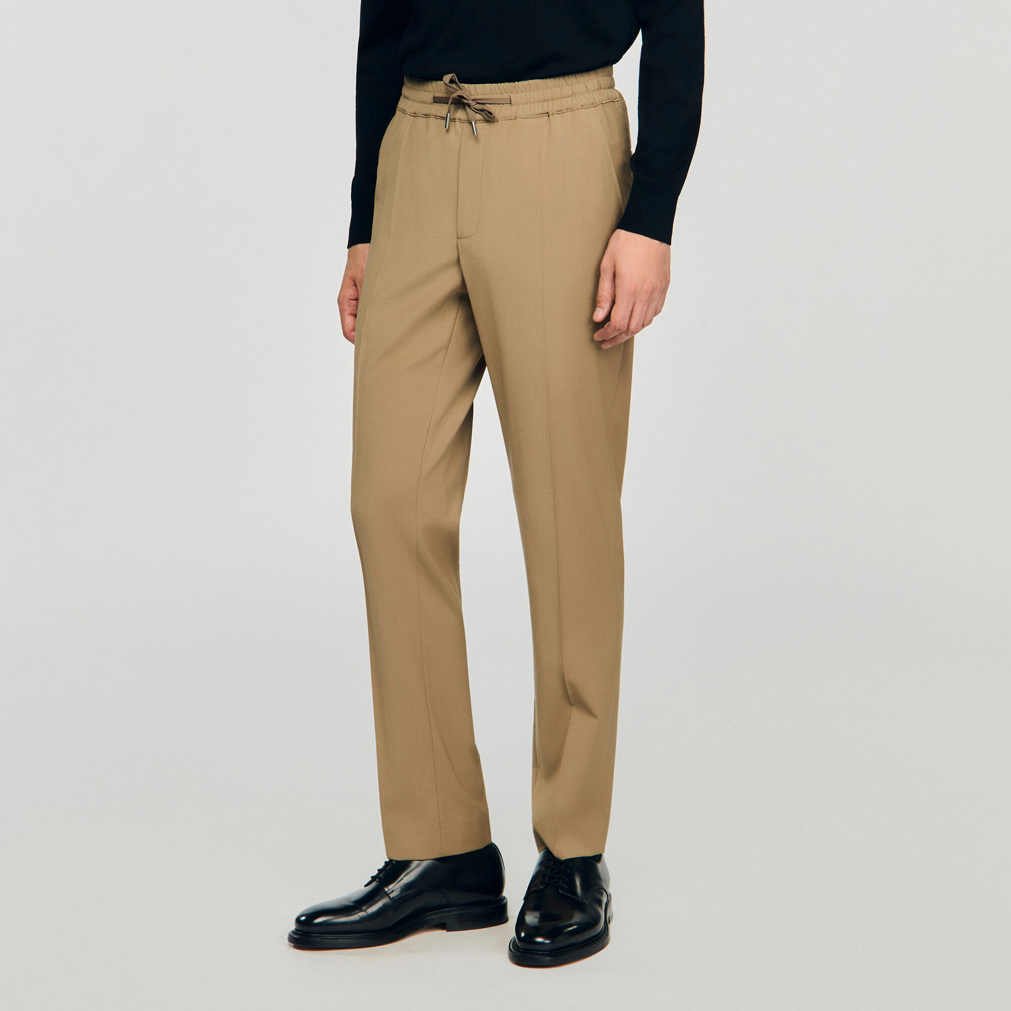 Elasticated straight-leg trousers