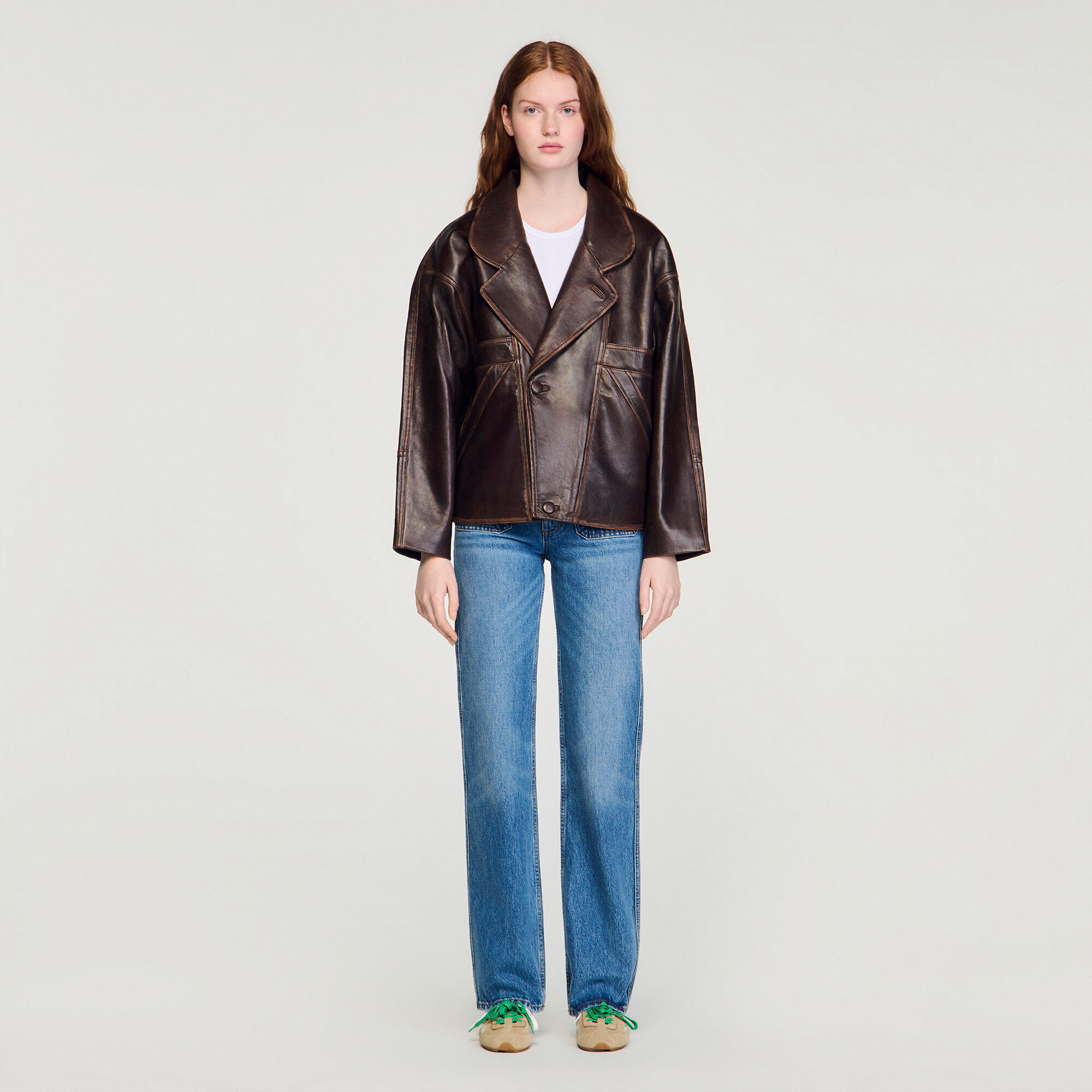 Oversized leather jacket