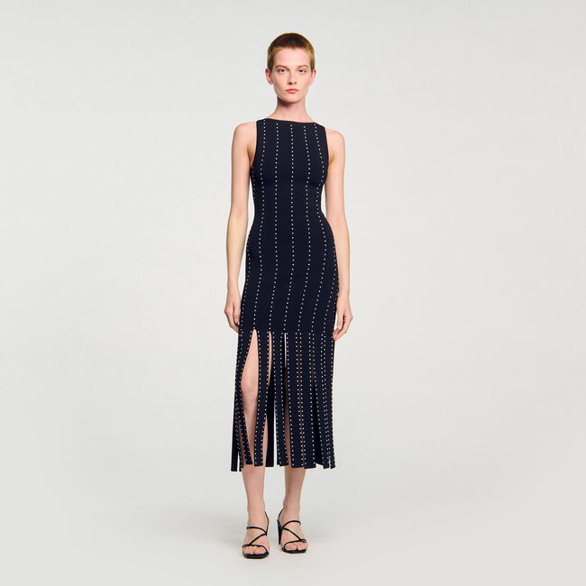 Fringed knit maxi dress