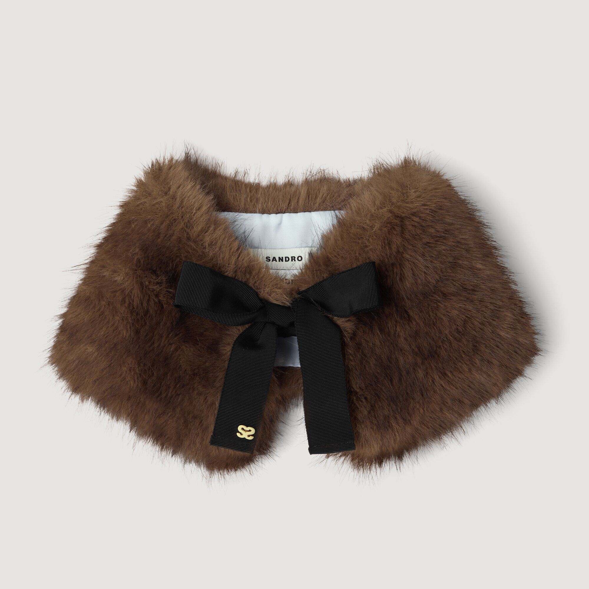 Faux fur collar with ribbon - Women | Sandro Paris