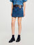 Short denim and leather skirt