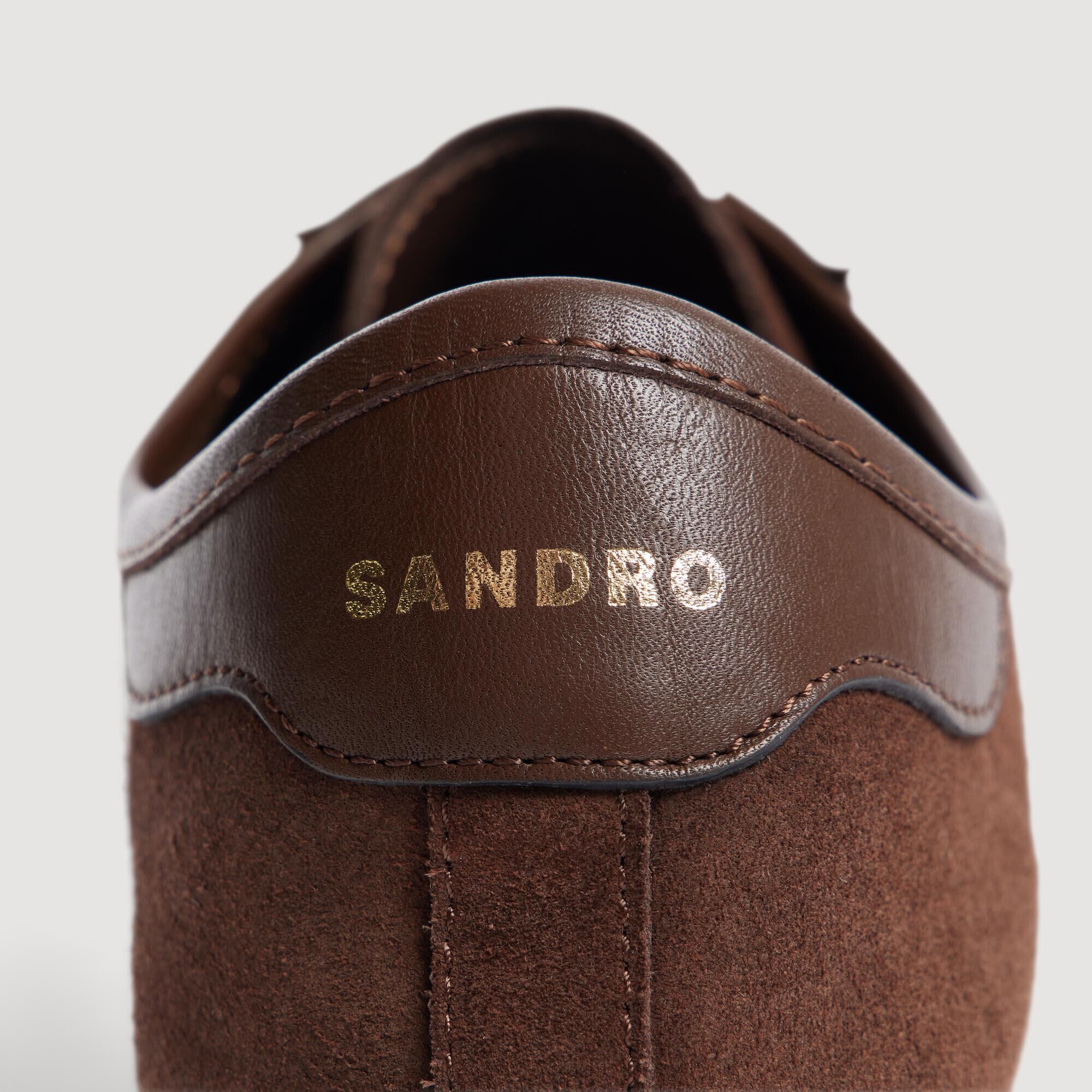 Leather and suede low-top trainers