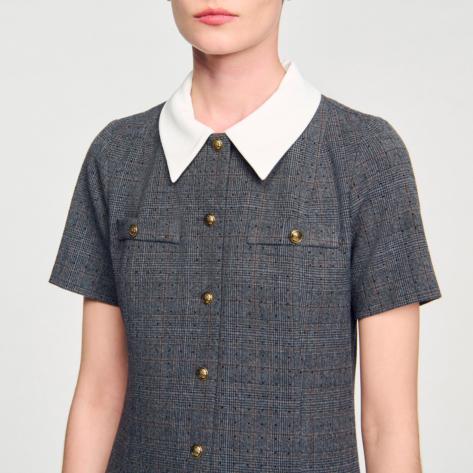 Short pleated dress with rhinestones