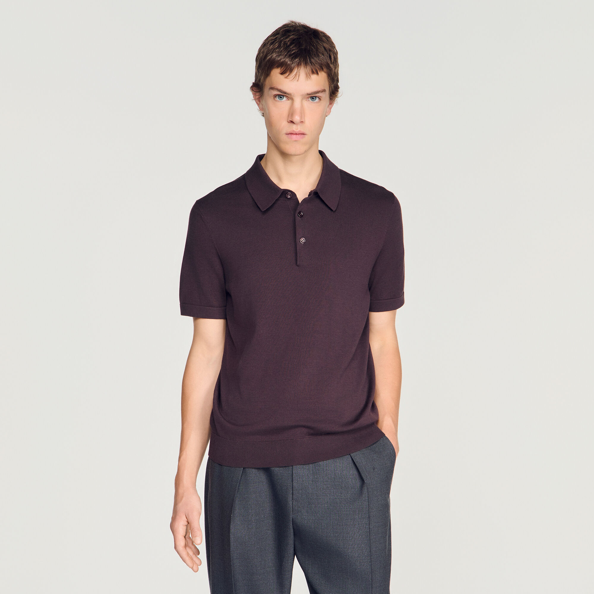 Cotton and silk polo shirt