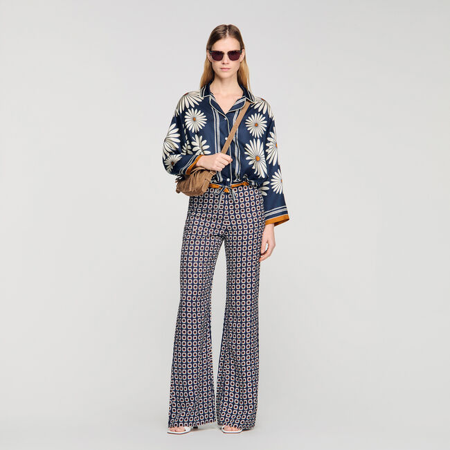 Floral print silk shirt