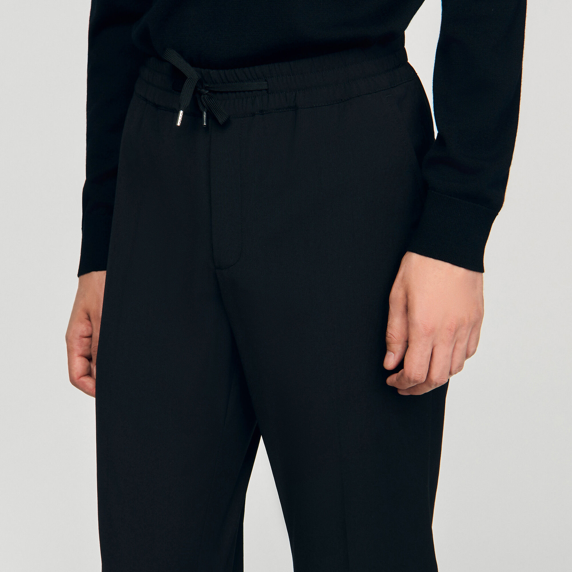 Elasticated straight-leg trousers