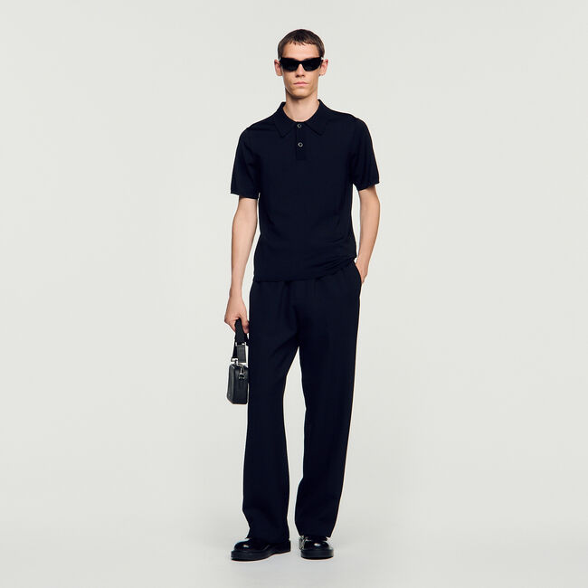 Short-sleeve knitted polo shirt - Men | Sandro Paris