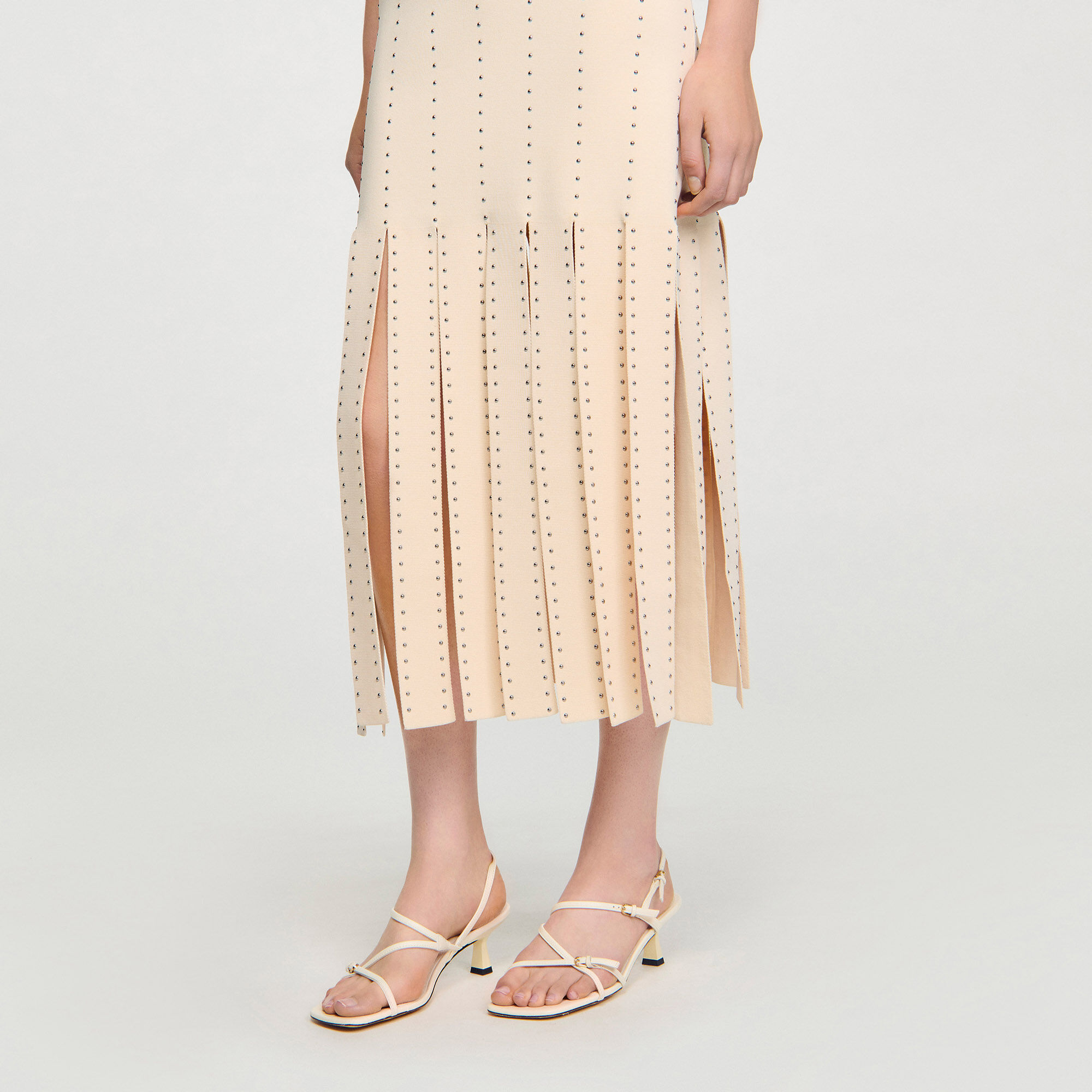 Fringed knit maxi dress