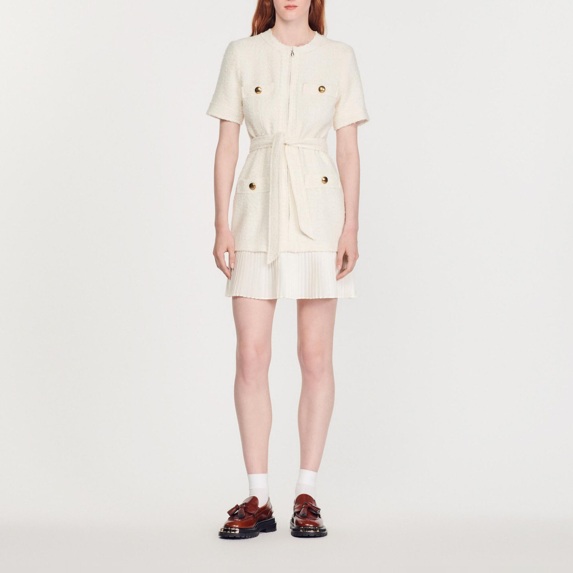 Tweed-effect woollen coat dress