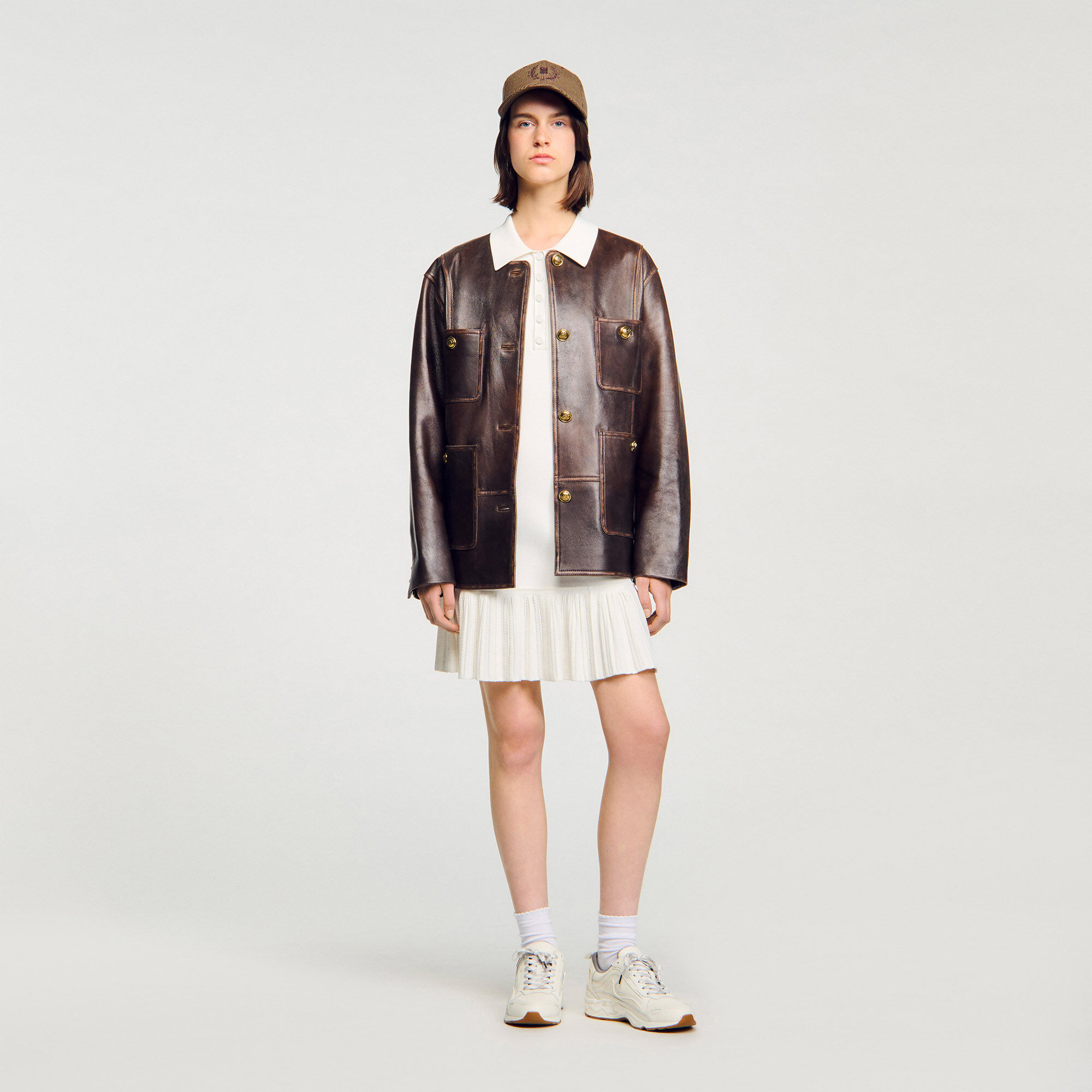 Short knit dress with polo neck