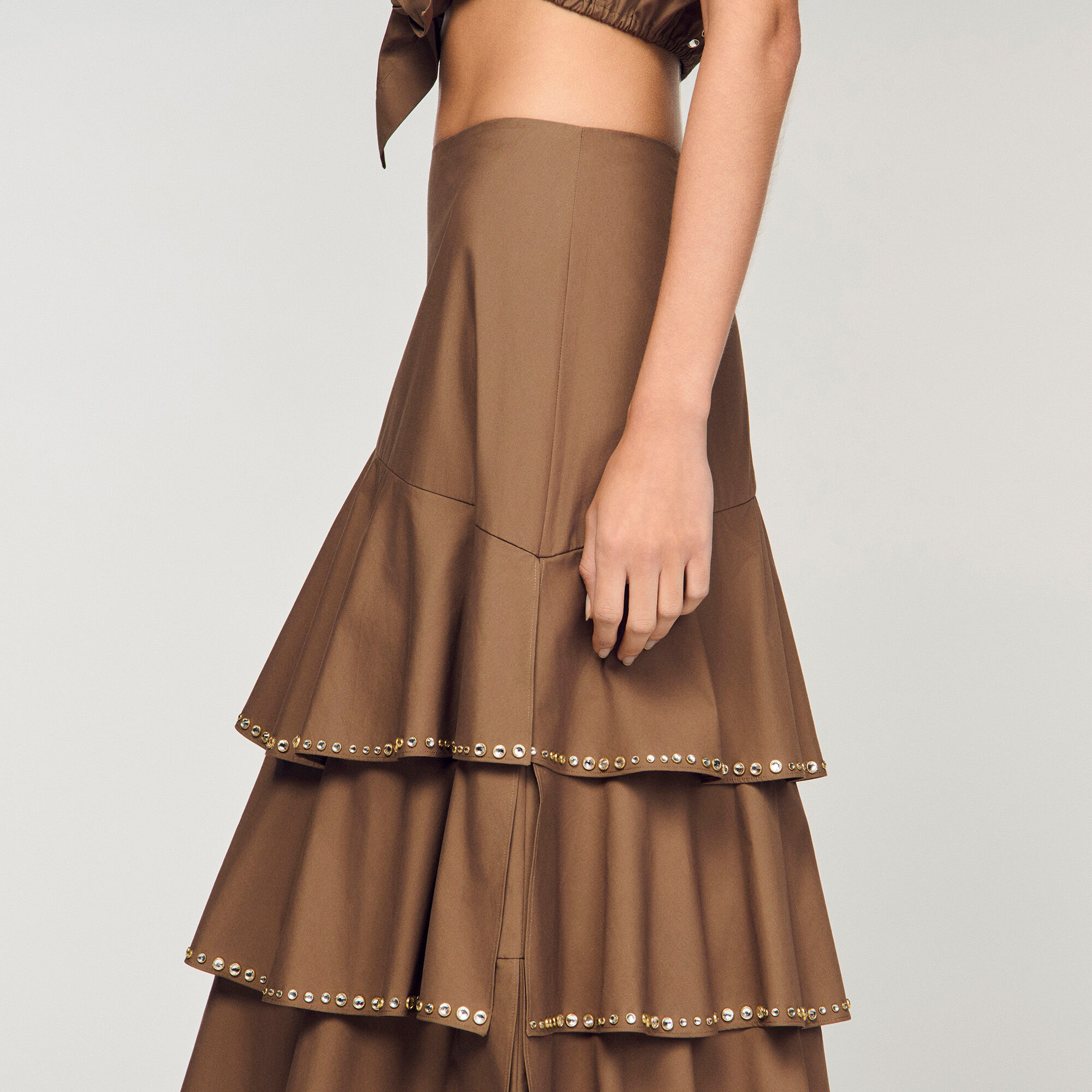 Long ruffled rhinestone skirt