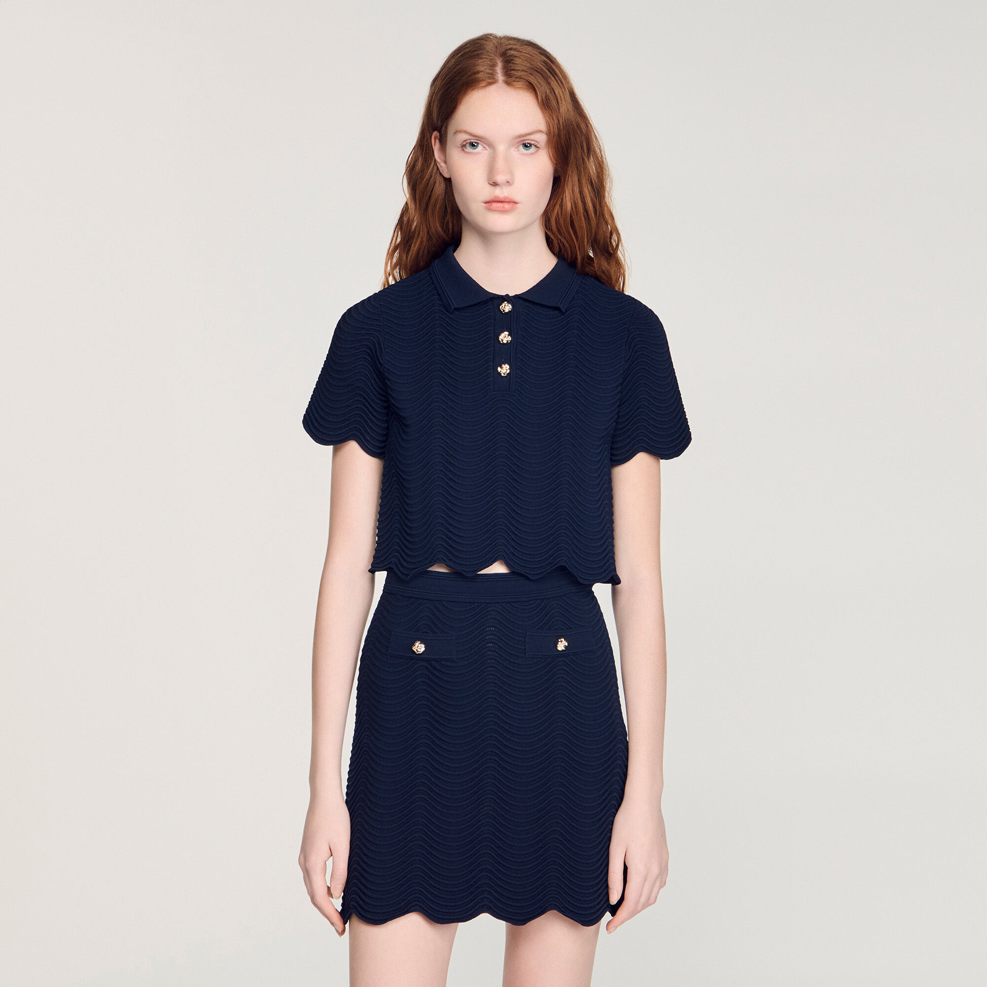Cropped decorative knit jumper