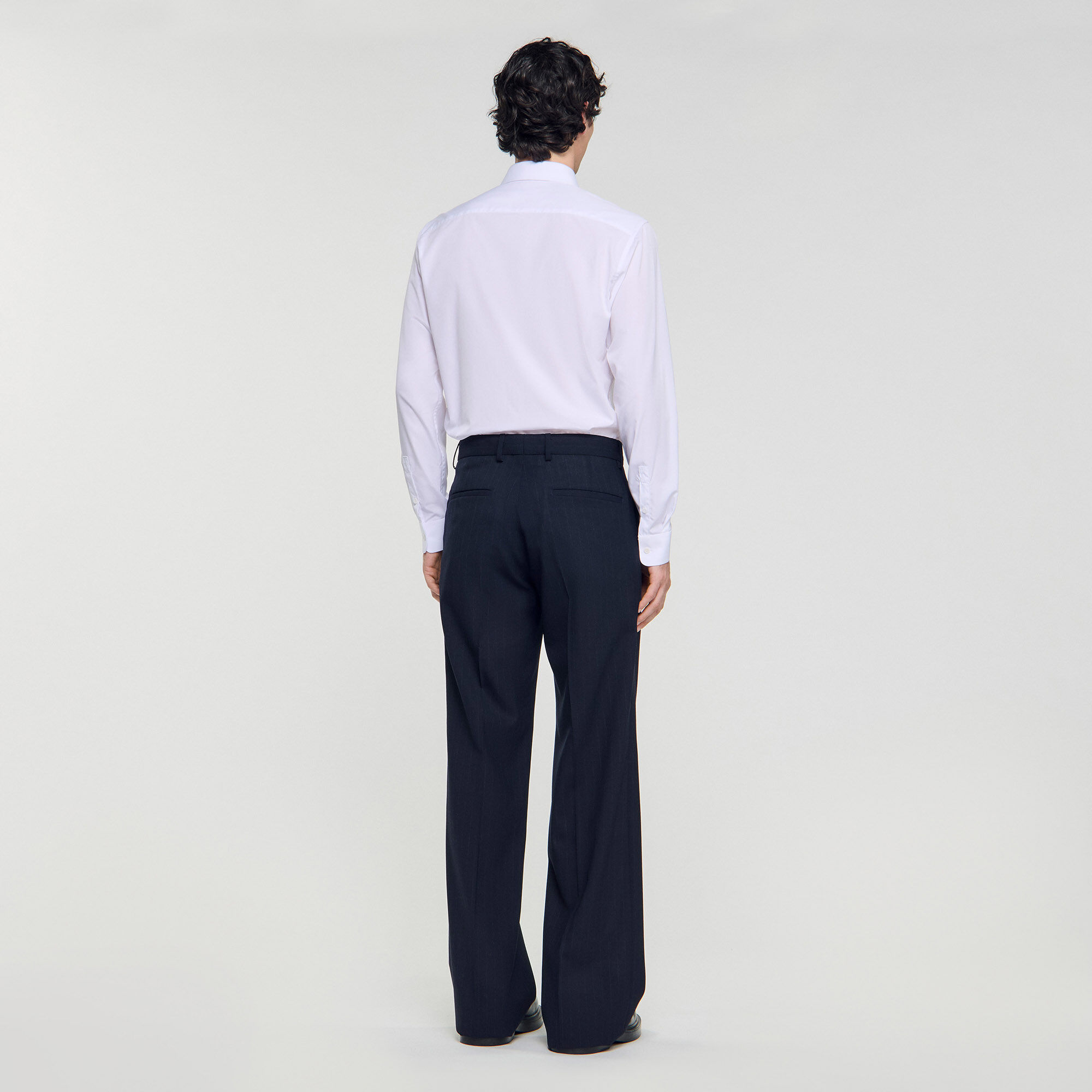 Wide-leg wool suit trousers