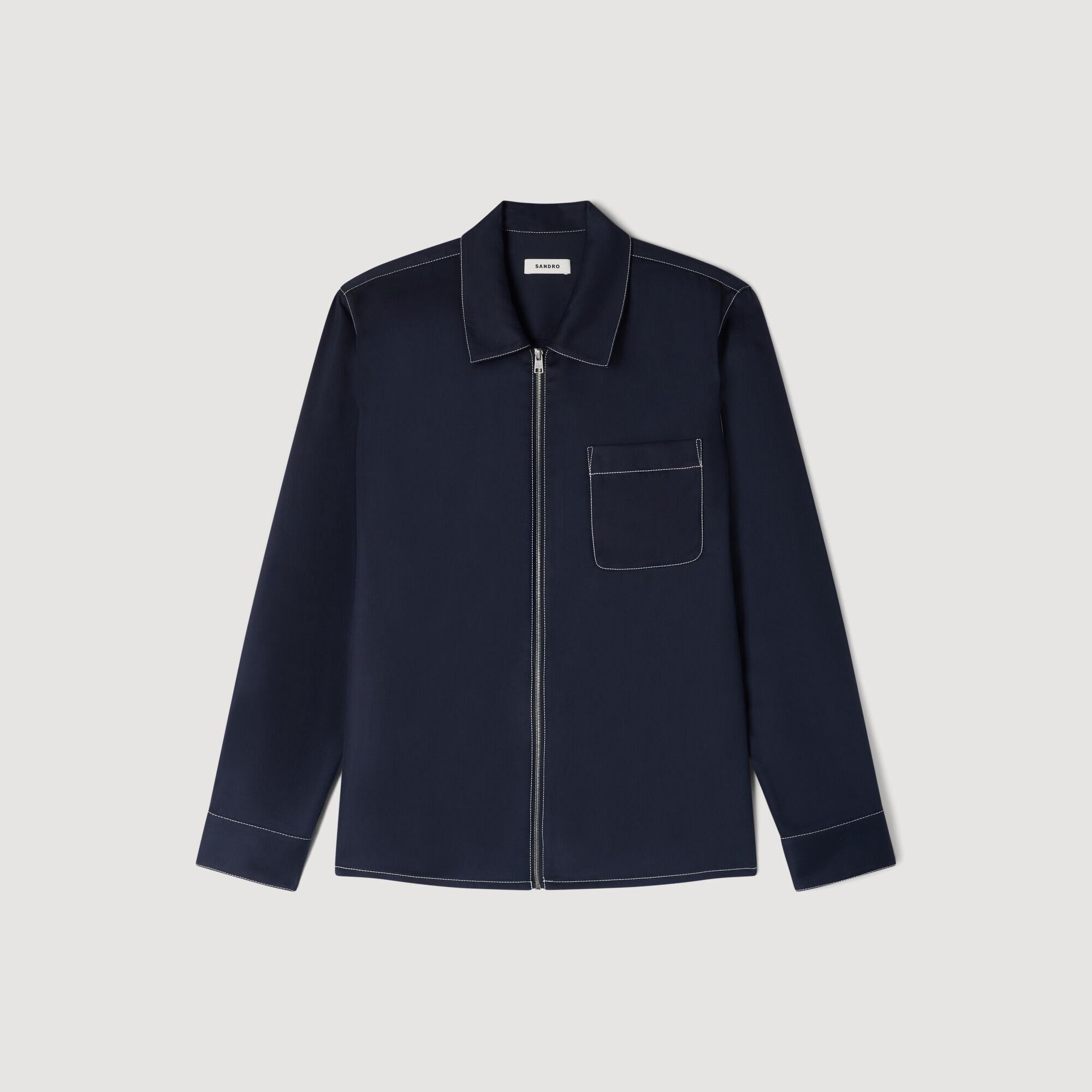 Loose-fit zip-up shirt