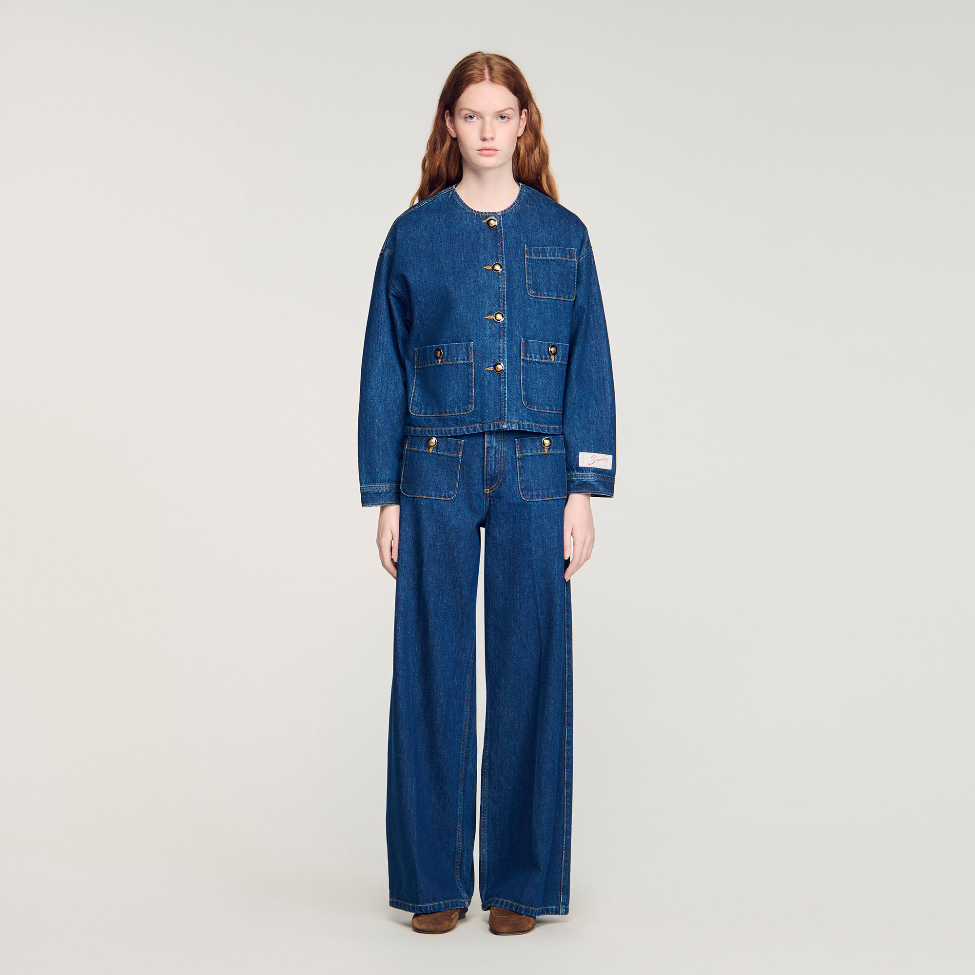 Statement button denim jacket