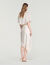 Asymmetrical satin skirt with lace
