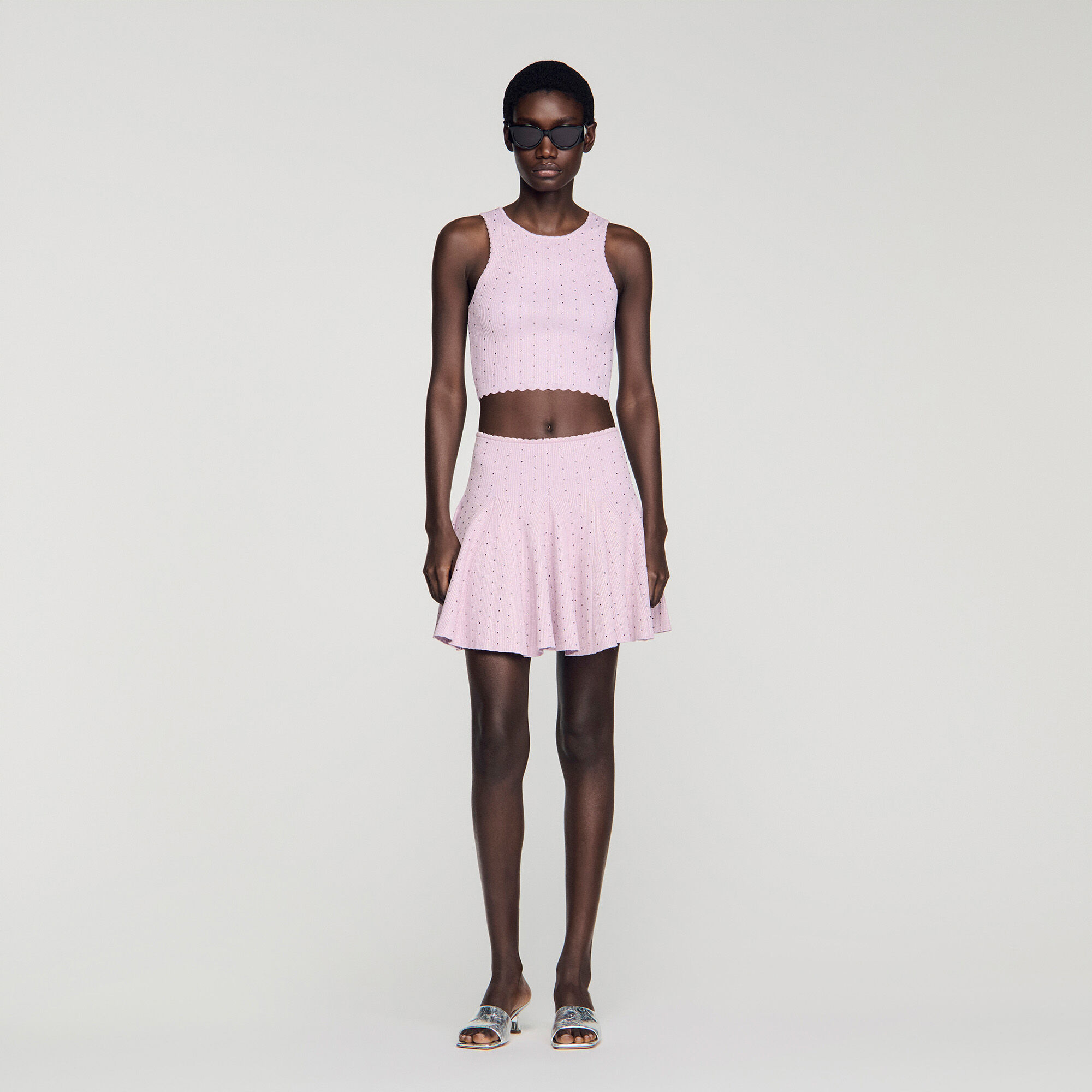 Rhinestone knit crop jumper