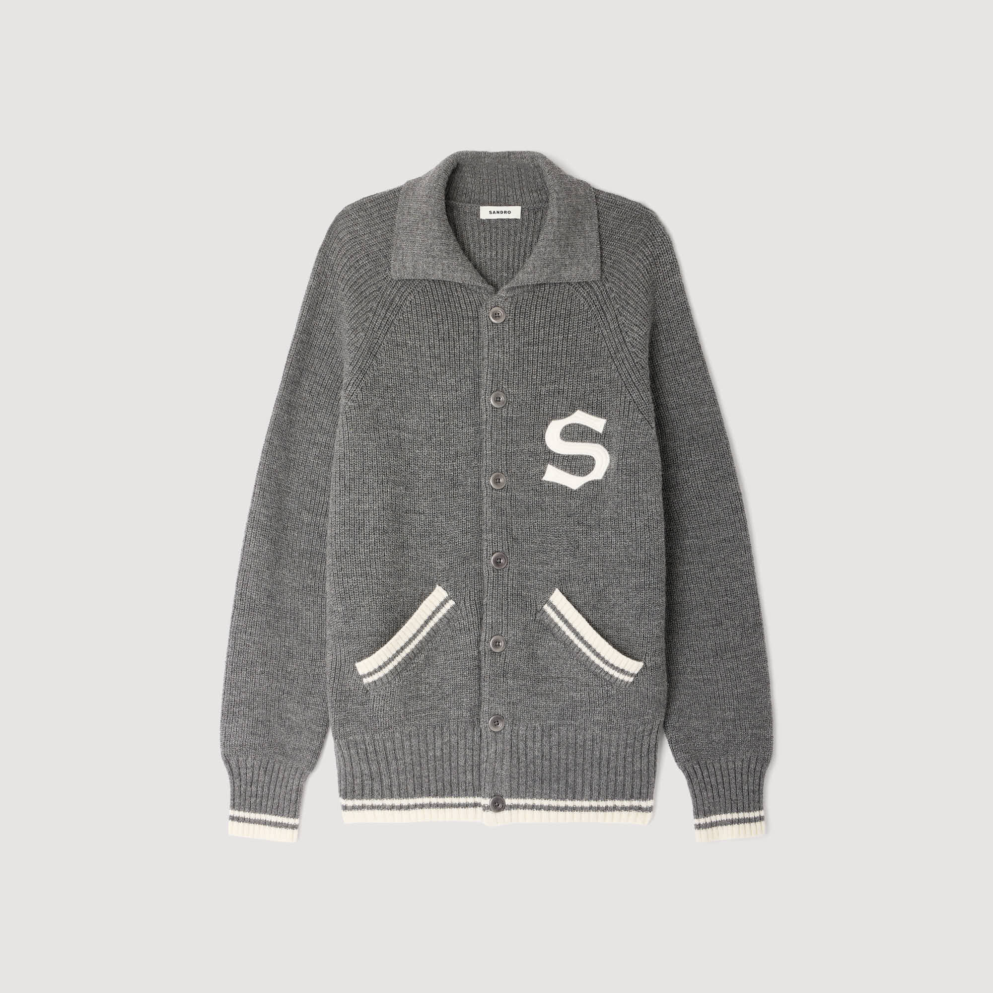 Wool cardigan with patch S