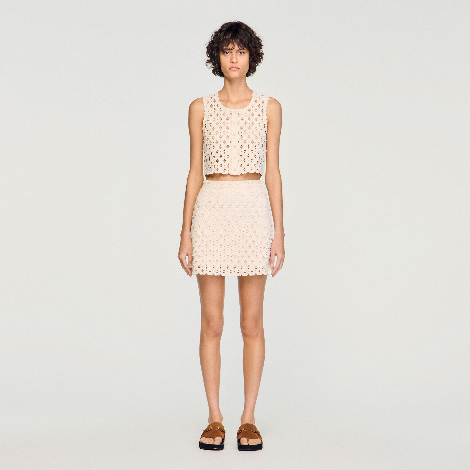 Short beaded crochet skirt