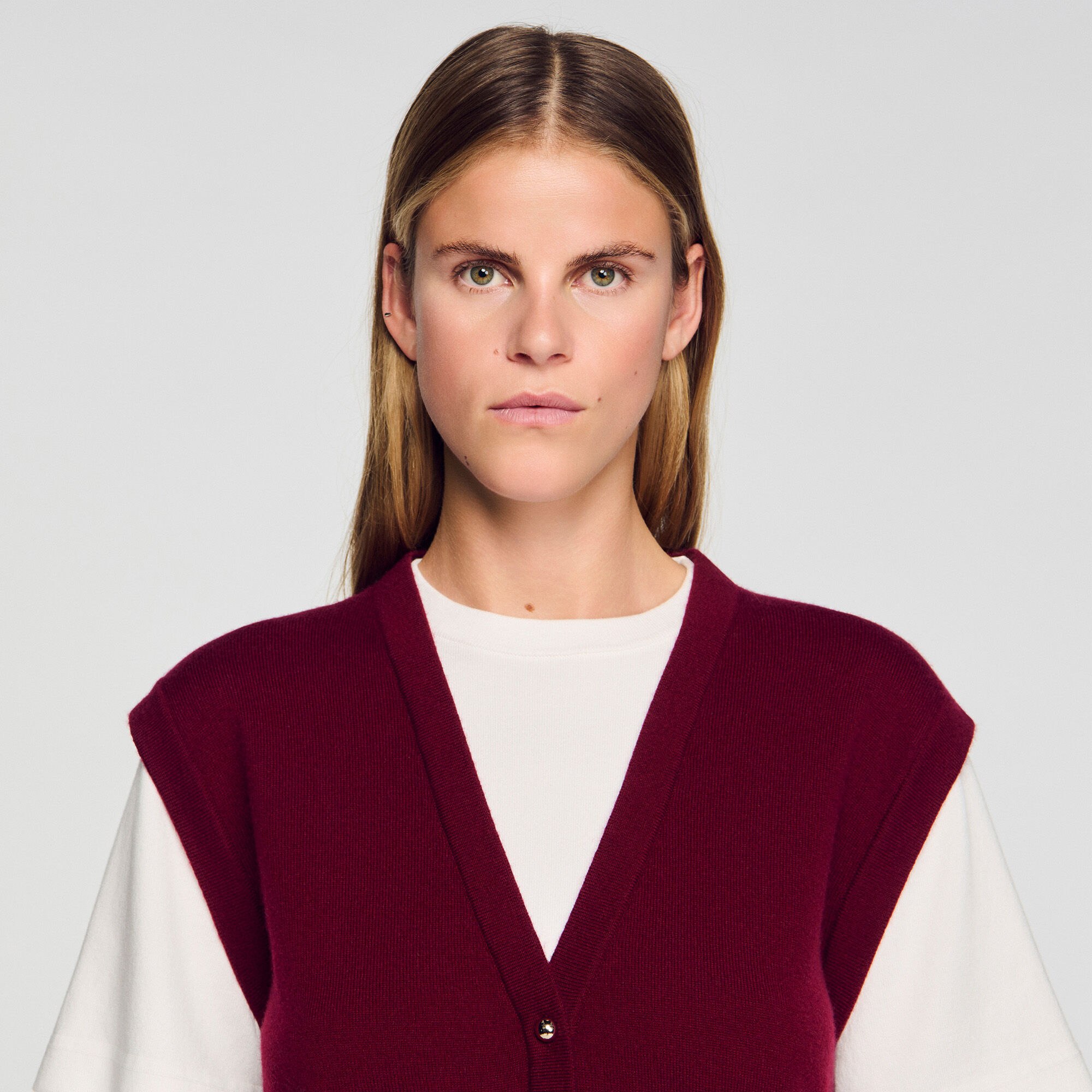 Two-tone wool and cashmere jumper