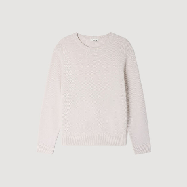 Crew-neck sweater in seed stitch