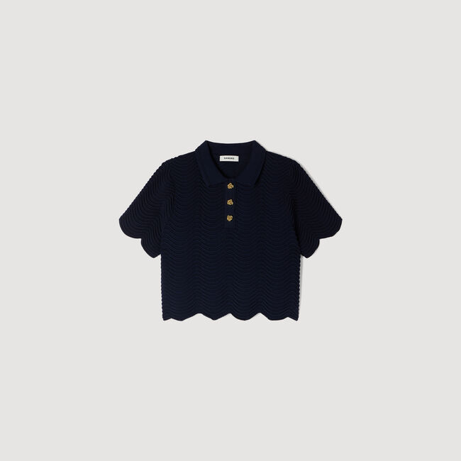 Decorative knit polo-neck jumper
